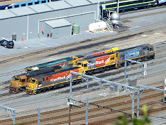 DC 4467, DX 5097, DFT 7077, DFT 7158, DFT 7307 at Wellington loco shed, January 2013