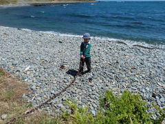 
A large chain and small boy, Fort Opau, Makara, Wellington, December 2012