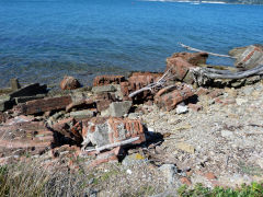 
Leftover rubble and brickwork,Somes Island, Wellington, January 2013