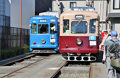 Trams '1096' and '5014' at Kumamoto, October 2017