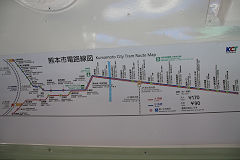 
Kumamoto tram route map, October 2017